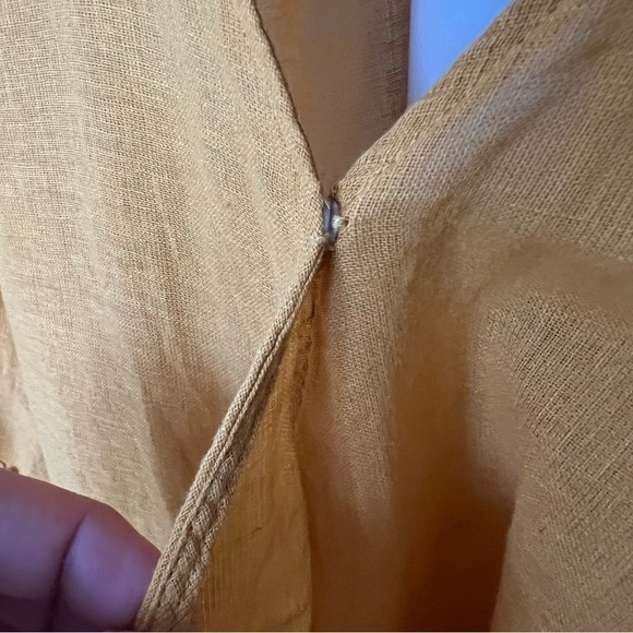 Old Navy Yellow Linen Blend Wrap Front 3/4 Flutter Ruffle Sleeve Wrap Top M Tall - Picture 7 of 10